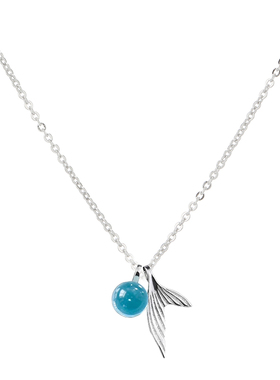 s925纯银人鱼泪项链女人鱼泡沫