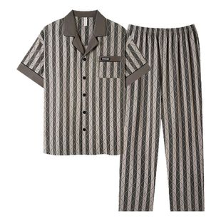 浪莎男士睡衣夏季2025新款纯棉短袖长裤薄款大码家居服男款可外穿