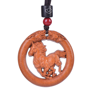 2026年马年本命年桃木护身挂件十二生肖吊坠属相祥云项链礼物饰品