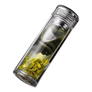 新款双层加厚水晶玻璃杯车载商务办公便携送礼百家姓定制泡茶杯子