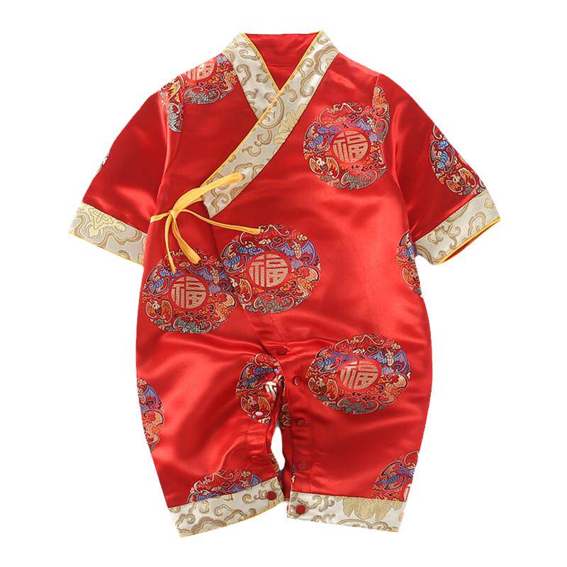 婴儿唐装抓周衣服春秋连体衣生日