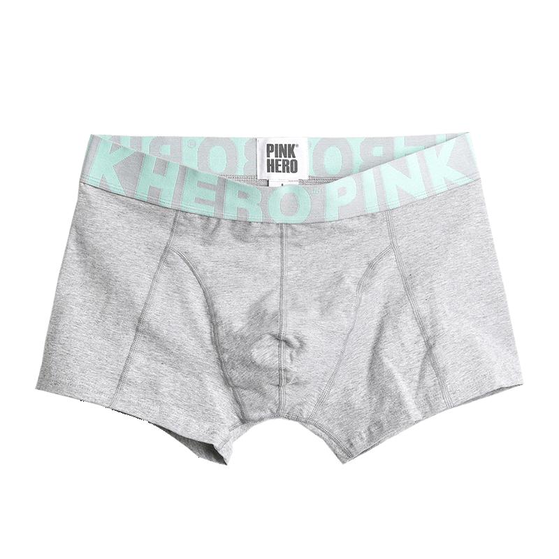 PinkHero男士棉质中腰内裤大平角三片式立体运动四角裤青年中长款