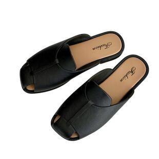 法式复古包头半拖鞋女夏外穿时尚夏天女士平底凉拖一脚蹬露趾凉鞋