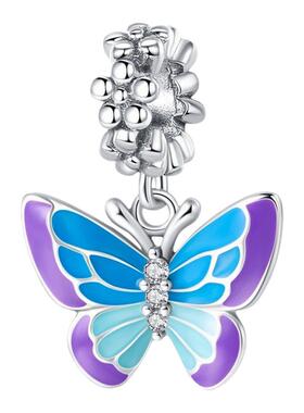 白铜镀银DIY吊坠饰品配件 发光夜光彩色蝴蝶螃蟹章鱼吊饰跨境