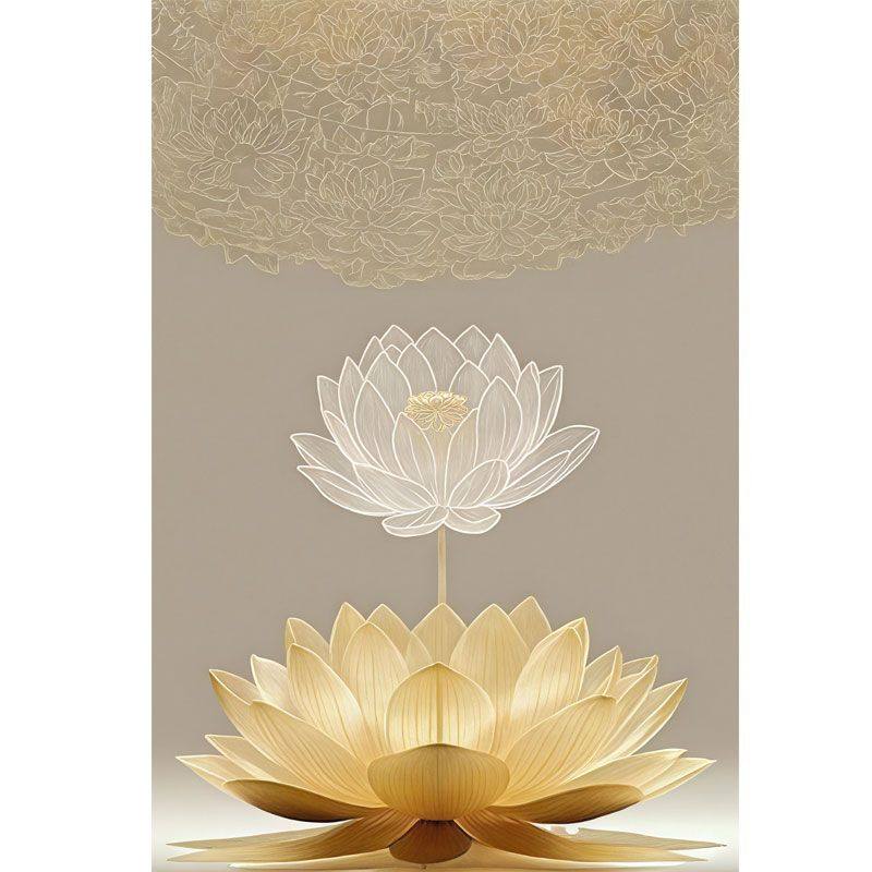 自粘中式静心莲花禅意背景壁画客厅书房茶室佛堂礼堂口寺庙装饰画