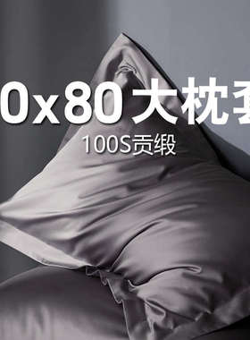 100支贡缎灰色特大号枕套大尺寸50x80cm一个加大枕头套家用一对装