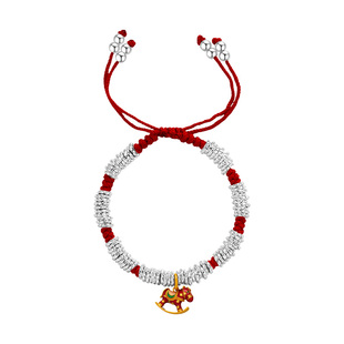 水贝银饰官方旗舰店足银福马盘缠手串幻彩飞马手链编织礼物送女友