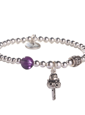 2024新款原创设计猫银手链 女生肖牌水晶饰品925纯银珠NEW。