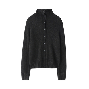 又美又飒！立领扣子山羊绒衫女老钱风外套加厚秋冬新款外搭长袖