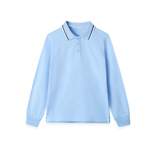 儿童春秋浅蓝色春秋polo衫男女童中小学生校服班服打底衫长袖T恤