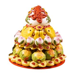 寿桃馒头生日老人大寿包中式传统蛋糕面点祝贺过寿礼宴胶东花饽饽