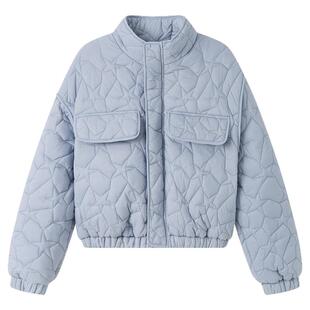 设计感小众黑色立领菱格棉衣女2026秋冬季小个子时尚休闲短款棉服