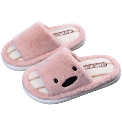 回力秋冬季儿童棉拖鞋可爱女童一字拖男童居家用亲子开口毛毛拖鞋