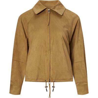 宝姿PORTSPURE女装秋冬巴恩风游牧仿麂皮抽绳挺括精致气质短外套