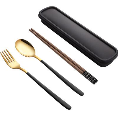 木质筷子勺子便携学生316不锈钢