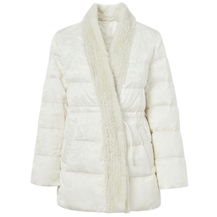 马天奴2025冬季新款中式水貂毛提花羽绒服国风盘扣廓形时尚保暖