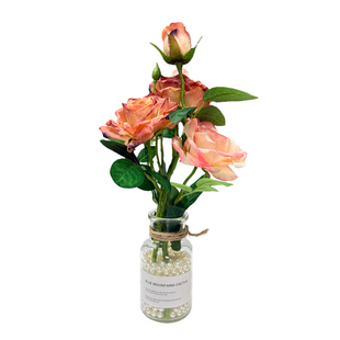 法式油画焦边仿玫瑰车内饰品适用汽车摆件水杯架装饰车载花束氛围