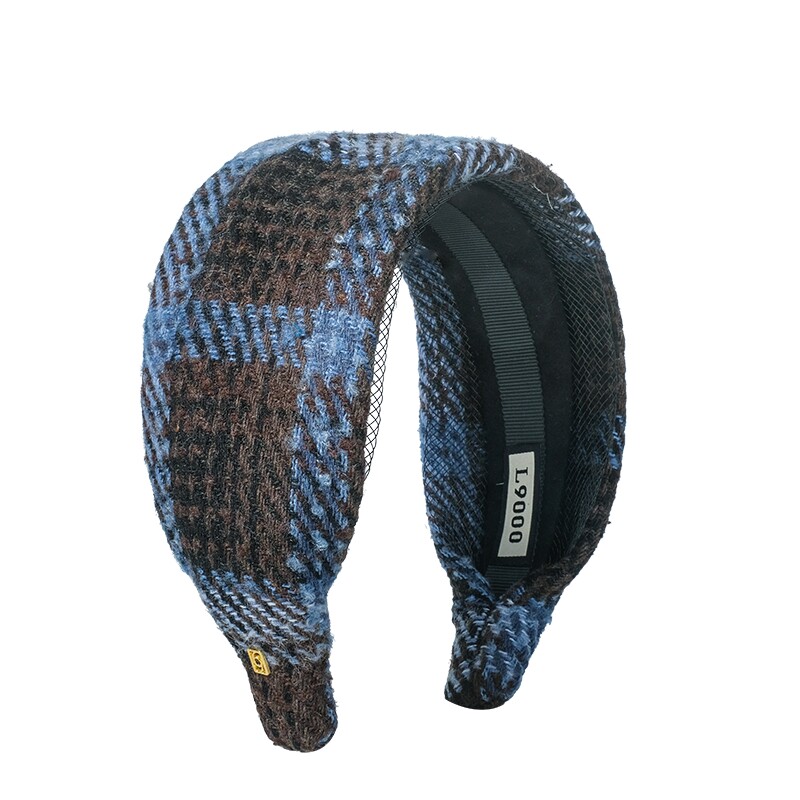 秋冬复古轻奢高品质格纹毛呢发箍