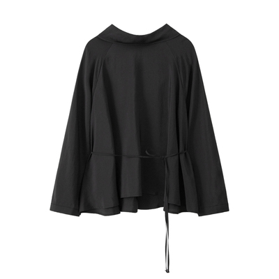 EAAH 韩国品牌 女装设计感系带喇叭袖衬衫宽松收腰时尚百搭上衣