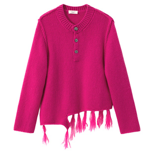 轻盈篇章丨手工流苏套头毛衣秋冬女高级感羊绒衫加厚保暖针织上衣