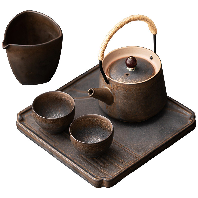 鎏金陶瓷功夫茶具家用茶盘整套