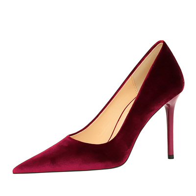 酒红色高跟鞋气质礼服BIGTREE
