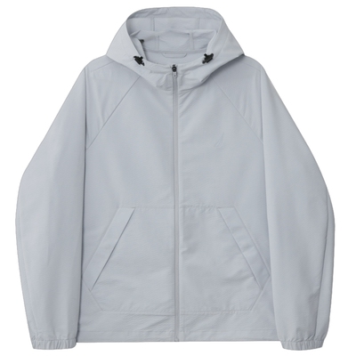 泡泡纱连帽长袖薄外套