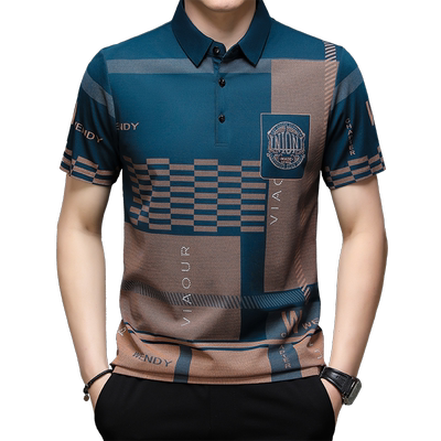 短袖薄款T恤翻领男士pool衫