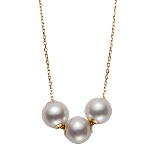 JOYSTONE18K金花珠级AKOYA珍珠极光朗月项链 优雅海水珍珠锁骨链