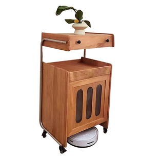 机器人扫地机柜置物架收纳柜樱桃木沙发边柜可移动云鲸柜实木柜子