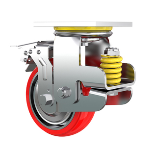 晟涛4寸6寸弹簧减震万向轮子8寸带刹车重型铁芯静音聚氨酯防避震