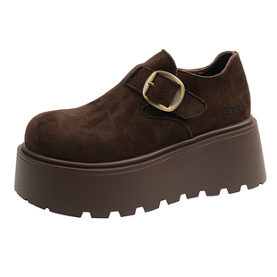 松糕厚底勃肯鞋女增高雪地靴棉鞋子2025新款冬季爆款小个子乐福鞋