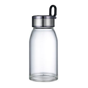 诺岩 玻璃杯便携水晶透明男女单层加厚耐热大容量带盖泡茶水杯子