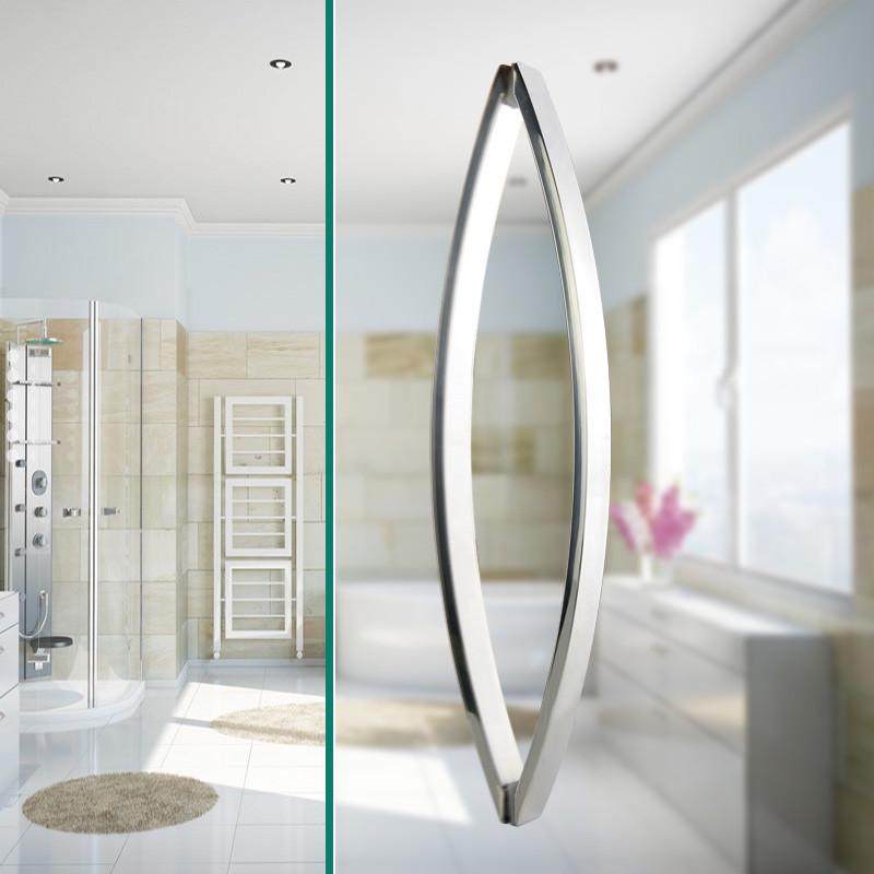 304不锈钢玻璃门大拉手哑黑门把手淋浴房洗手间拉手黑色440孔距