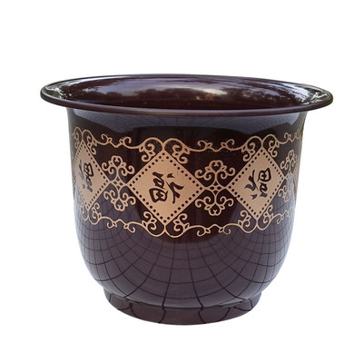 圆形花盆带托盘仿陶瓷落地树脂