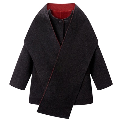 Minuteplus【Crimson Aura】高定定制双面穿围巾短款大衣MP5BWC20