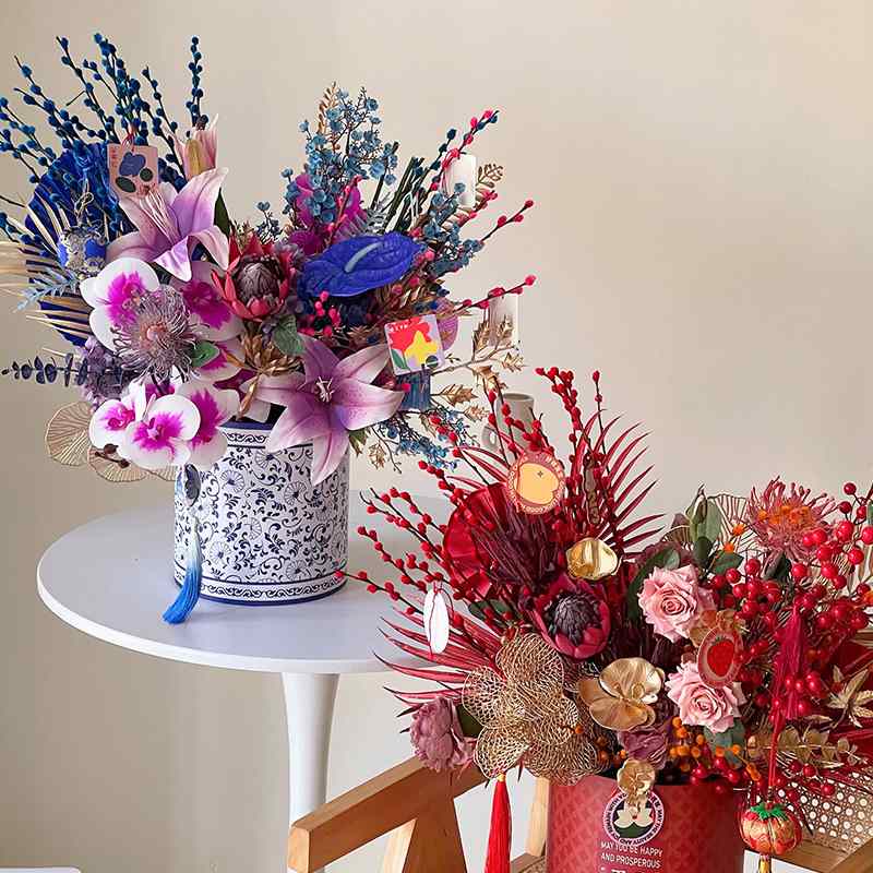 2024新品福桶套二筒抱抱意桶万事红色新居插花福礼盒胜乔迁年宵桶