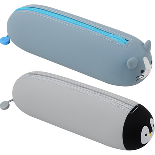 日本LIHIT LAB 喜利卡通软硅胶笔袋多功能大容量创意简约铅笔袋女小学生儿童用可爱文具盒少女心动物文具袋