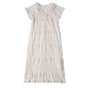 MMENGJA」少女的梦 纯手工打造蛋糕裙显瘦气质荷叶边仙女连衣裙夏