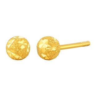 TSL谢瑞麟满天星5G工艺黄金耳钉磨砂足金耳饰女XM104