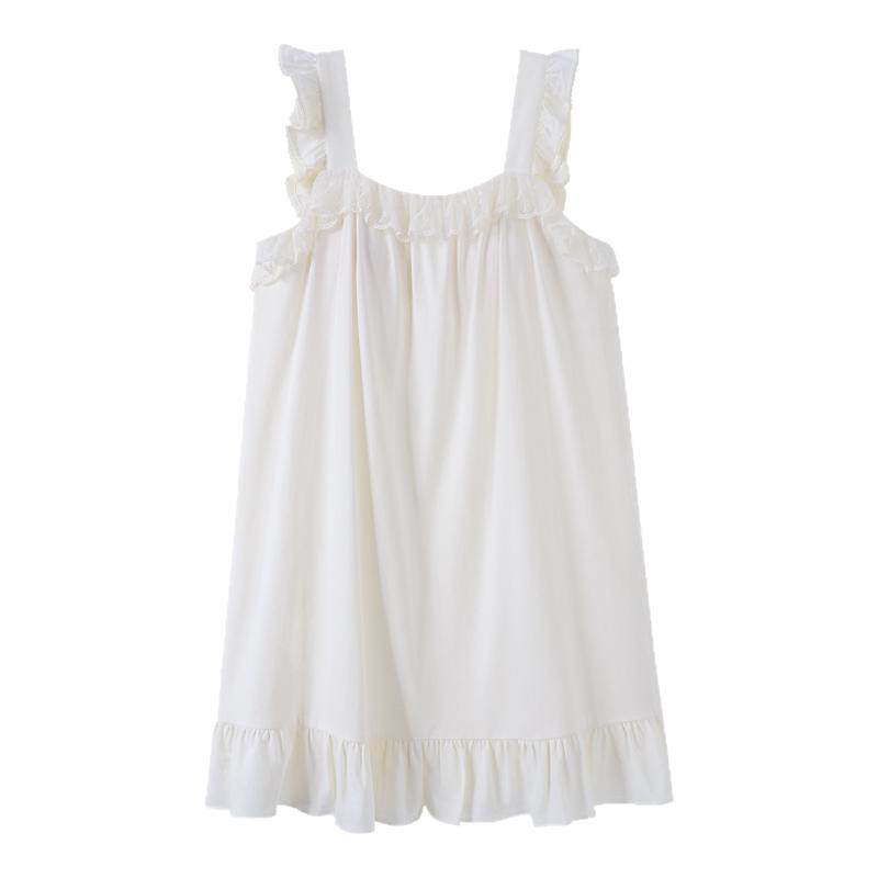 睡裙女夏季带胸垫纯棉夏天薄款吊带睡衣裙女款甜美性感家居服中裙