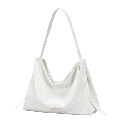 LIVEBOX真皮托特包灰白色小款