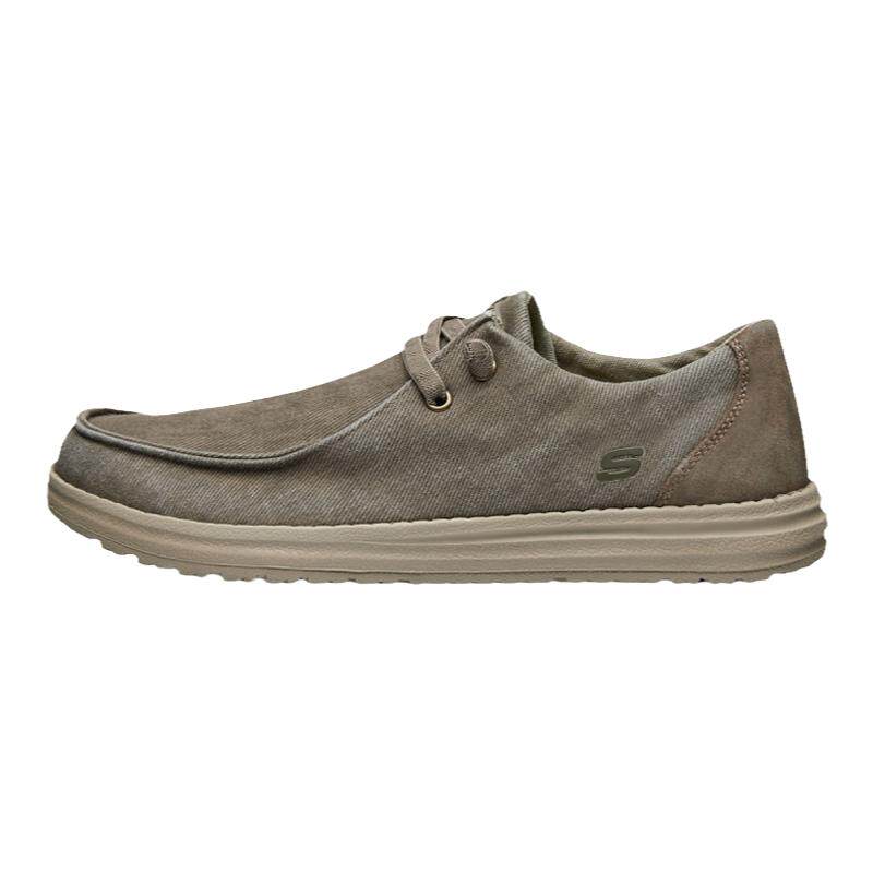 Skechers斯凯奇男鞋新款商务休闲鞋一脚蹬懒人鞋复古帆布鞋66387