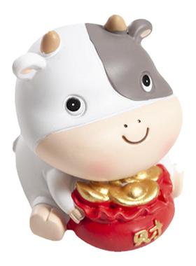 生肖属相财宝牛牛摆件创意礼袋聚宝盘中式公仔桌面汽车装饰品生日