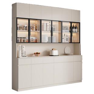 家用客厅酒柜橱柜餐边柜靠墙一体储物柜子高柜轻奢茶水柜定制碗柜
