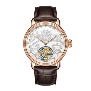 上海手表男款复兴系列丹青湖心亭陀飞轮自动上链经典复古机械腕表