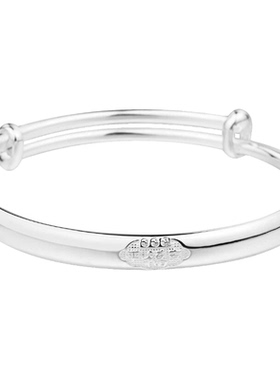 平安福字银手镯纯银女推拉式实心简约民族风足银手环银镯子