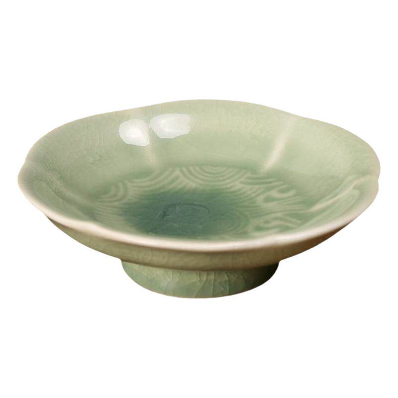 中式茶点盘禅意高脚糕点盘陶瓷果碟点心盘精致小盘子茶点碟子餐具