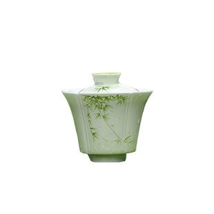 夏禾茶具釉下彩纯手绘竹子高端盖碗茶杯小清新风小号岩茶泡茶碗