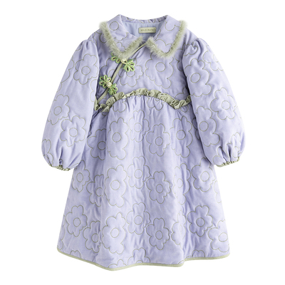 娃娃裙中国风盘扣棉服短裙